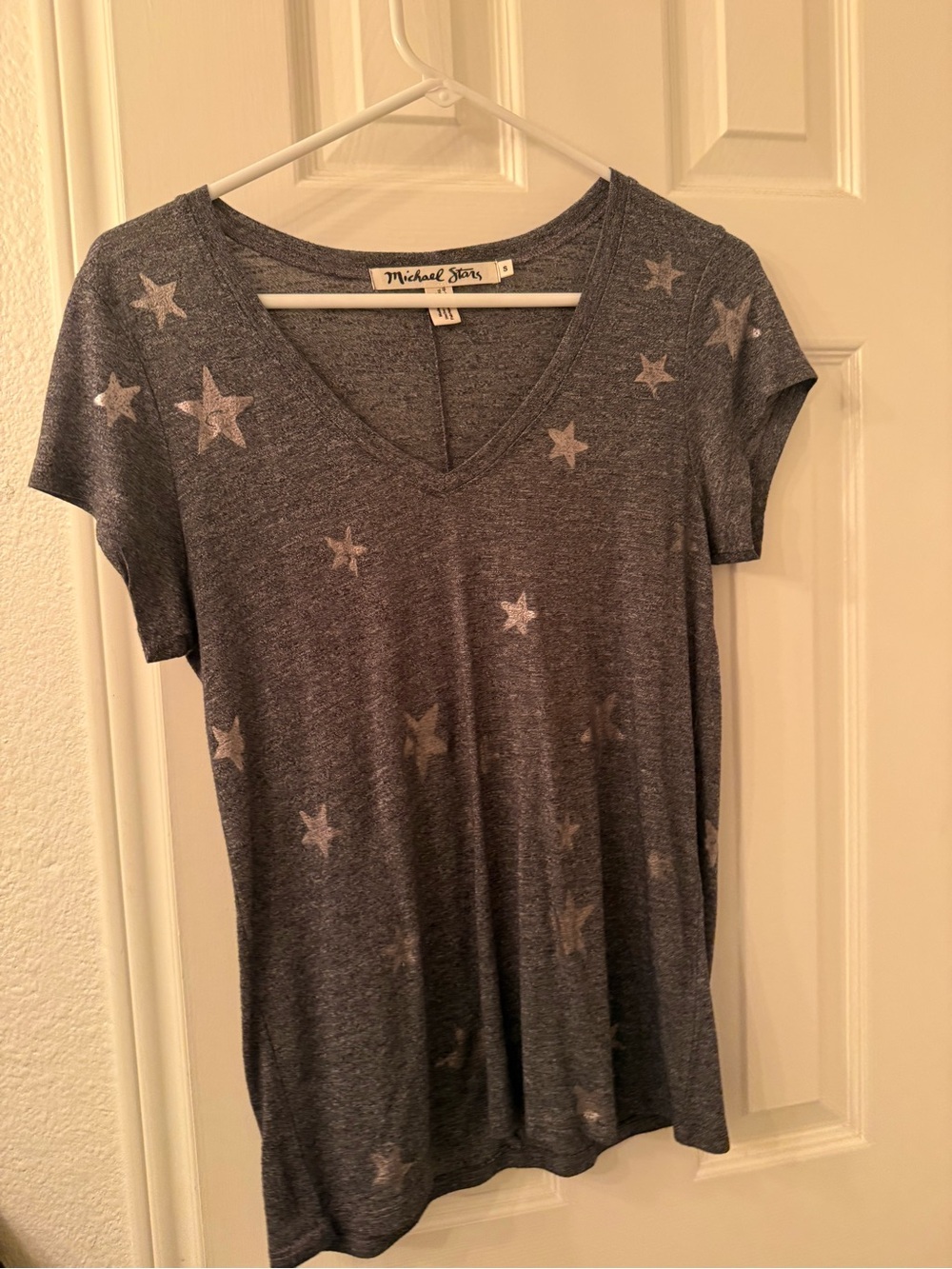 Michael Stars Heather Gray Star-Print V-Neck Tee